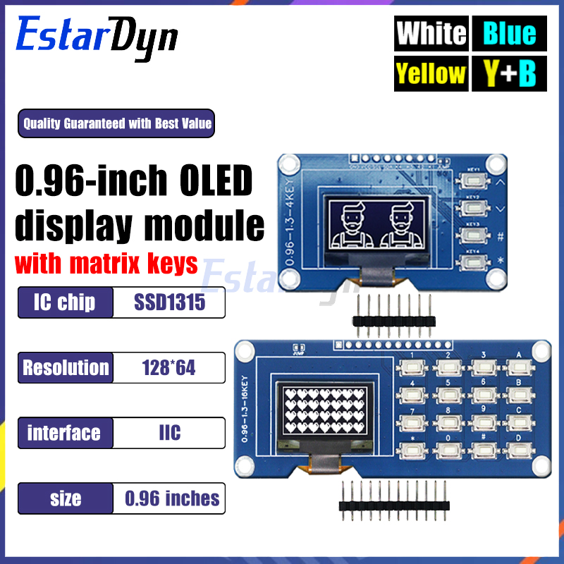 Raspberry Pi Keyboard - 0,96-дюймовый OLED-дисплей с модулем клавиатуры 4x4,