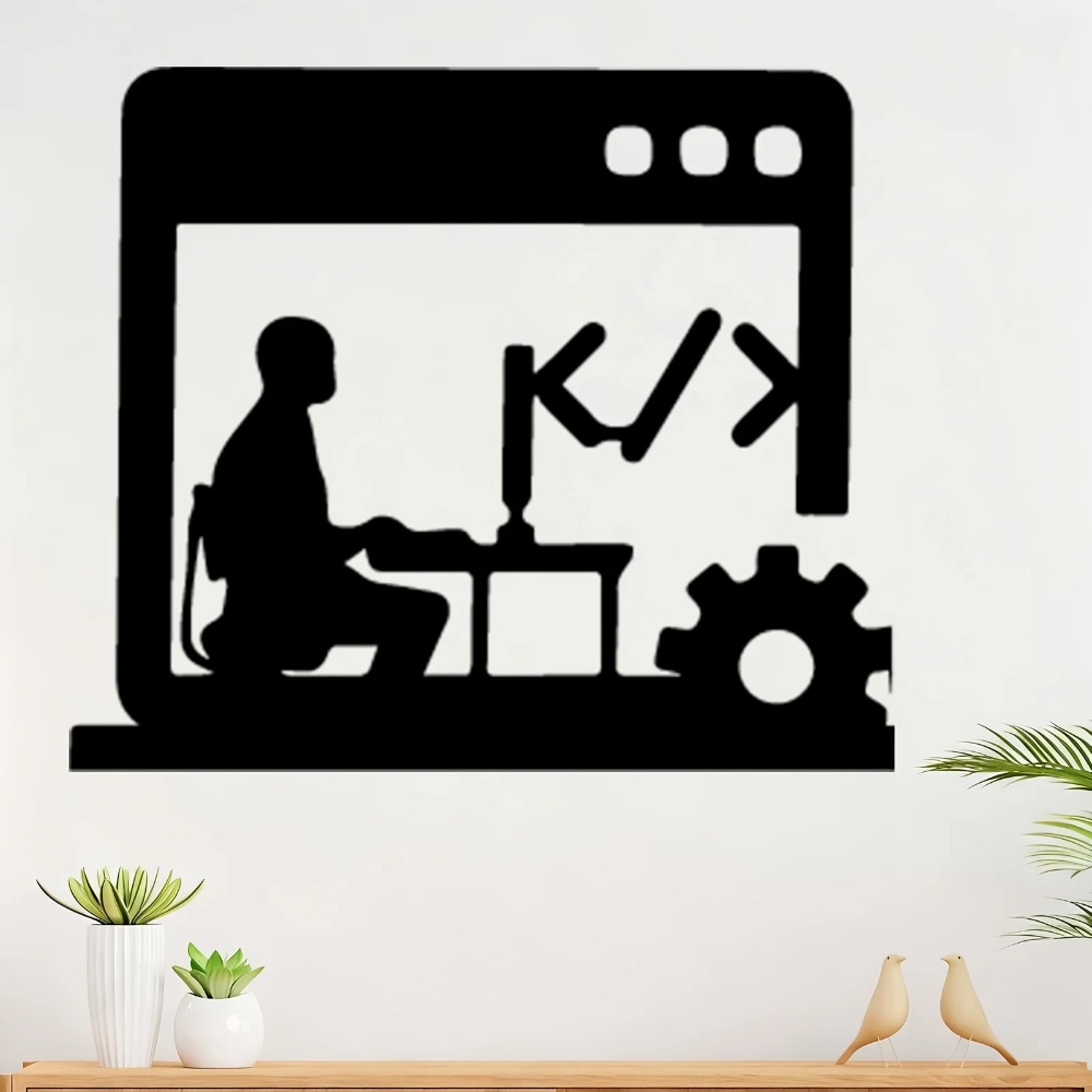 Tech Office Wall Decor - Современное металлическое настенное панно «Мастер кода»