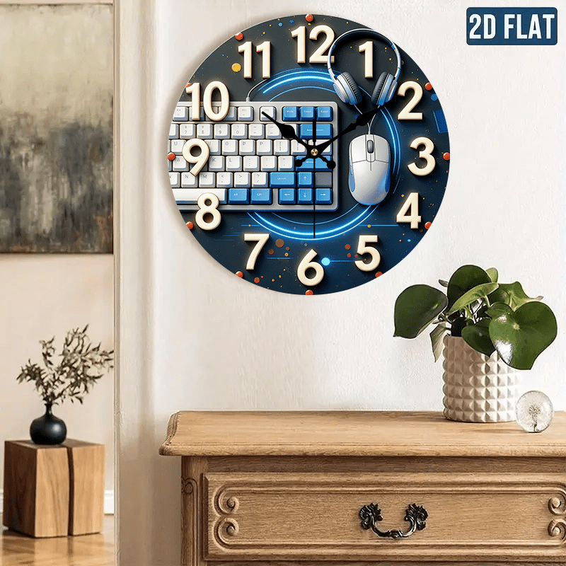 Tech Office Wall Decor - 2D плоский, 1 шт., настенные часы