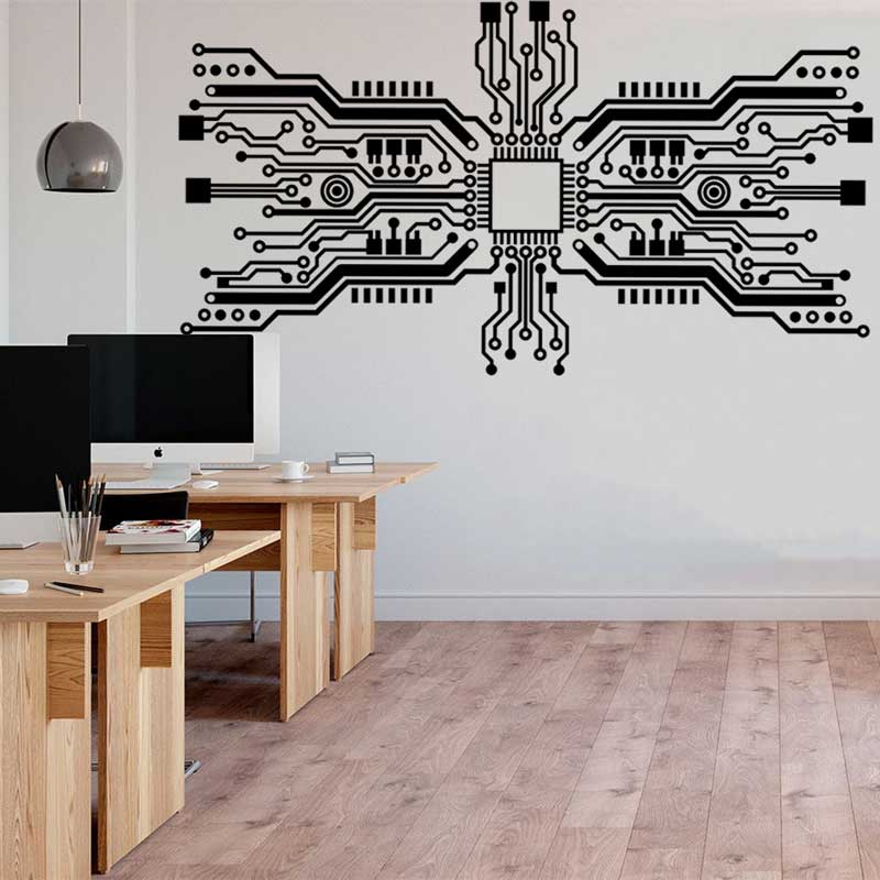 Tech Office Wall Decor - Монтажная плата, наклейка на стену, технология