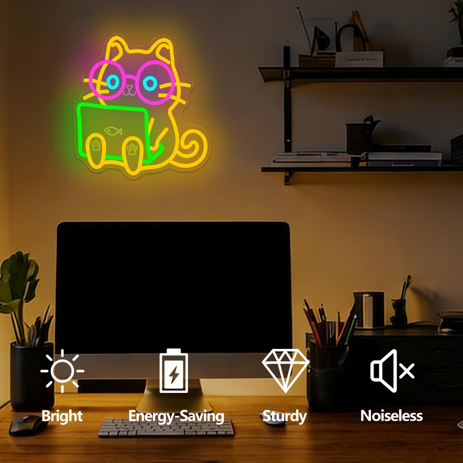 Неоновая вывеска «Кот» для ноу – обзор и цена Tech Office Wall Decor